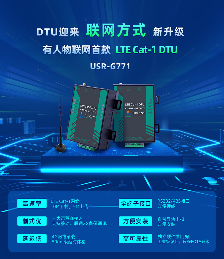 有人物聯(lián)網(wǎng)首款LTE Cat-1 DTU——USR-G771，今天發(fā)售